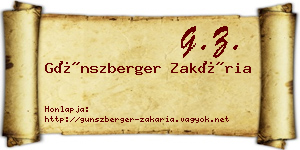 Günszberger Zakária névjegykártya